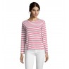 Sol's - Tee-shirt femme manches longues rayé MARINE WOMEN - Blanc / Rouge