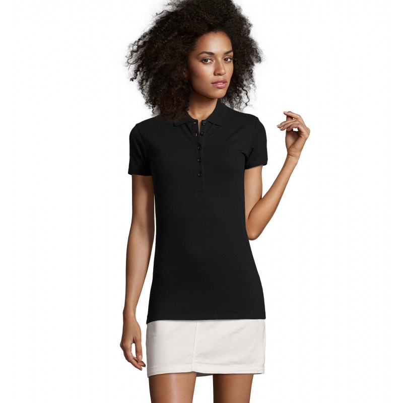 Sol's - Polo coton élasthanne femme PHOENIX WOMEN - Noir