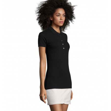 Sol's - Polo coton élasthanne femme PHOENIX WOMEN - Noir