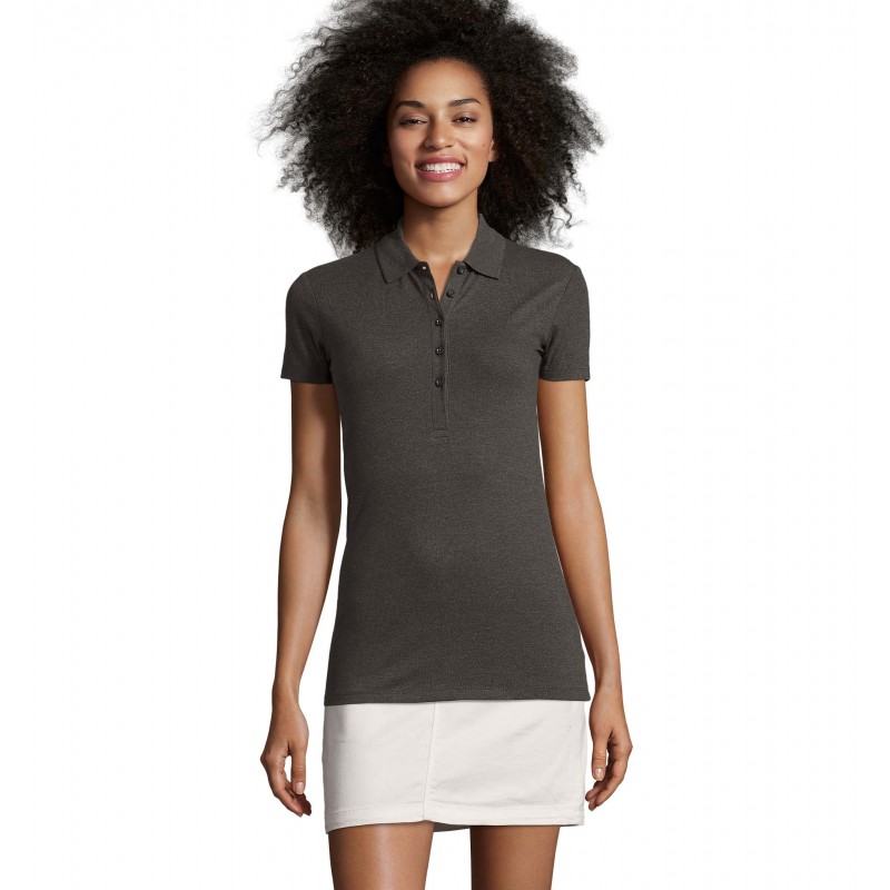 Sol's - Polo coton élasthanne femme PHOENIX WOMEN - Anthracite Chiné