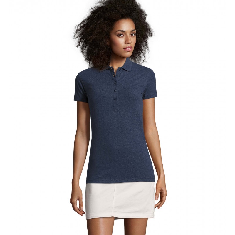 Sol's - Polo coton élasthanne femme PHOENIX WOMEN - Denim Chiné