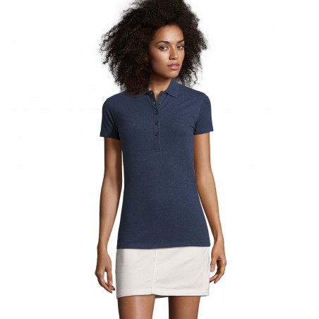 Sol's - Polo coton élasthanne femme PHOENIX WOMEN - Denim Chiné