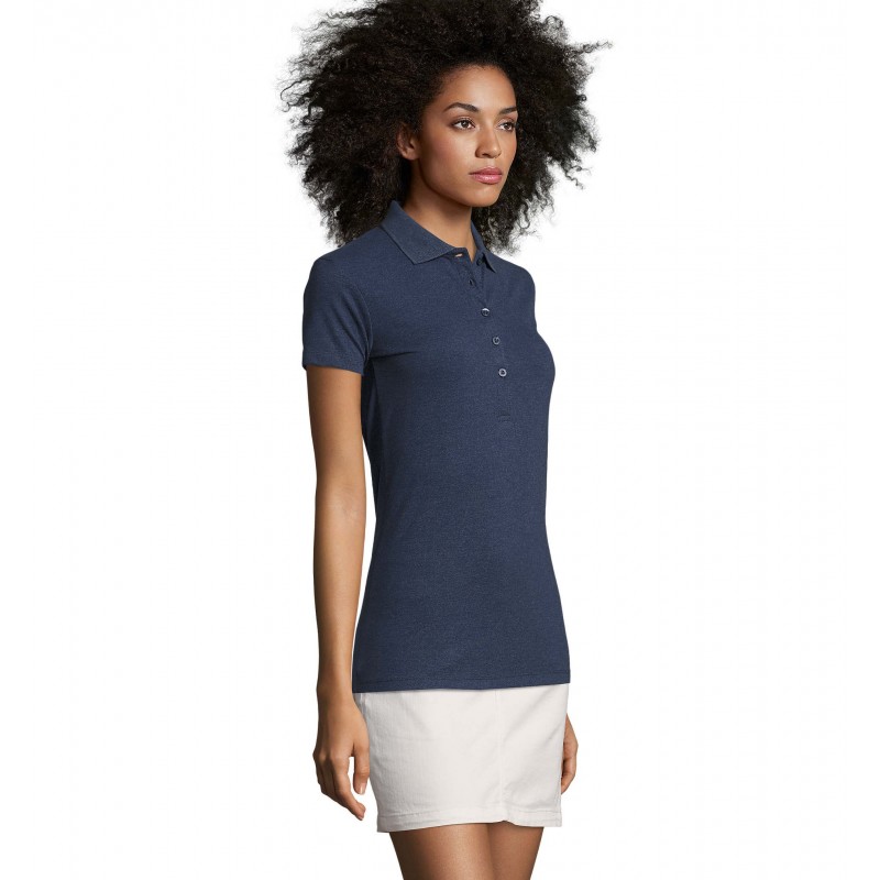 Sol's - Polo coton élasthanne femme PHOENIX WOMEN - Denim Chiné
