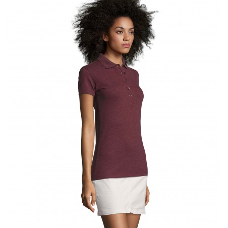 Sol's - Polo coton élasthanne femme PHOENIX WOMEN - Oxblood Chiné