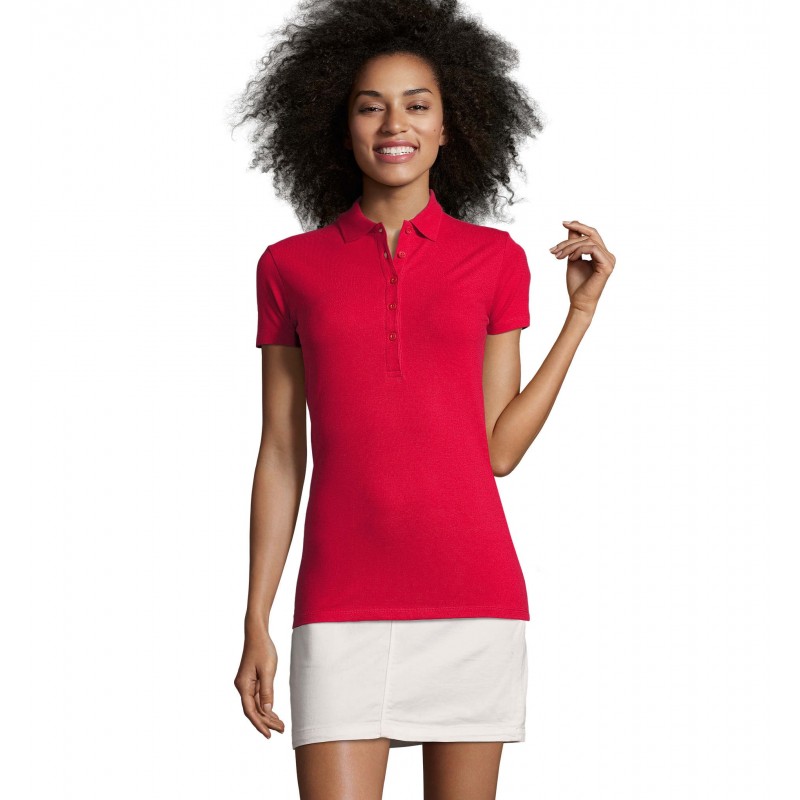 Sol's - Polo coton élasthanne femme PHOENIX WOMEN - Rouge