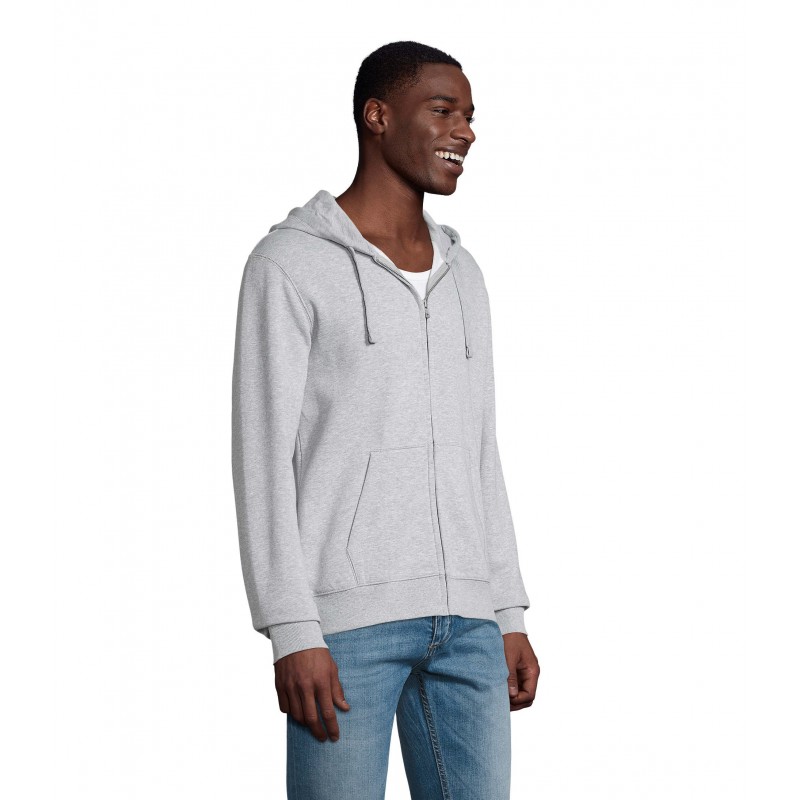 Sol's - Veste zippée homme à capuche SPIKE MEN - Gris Chiné