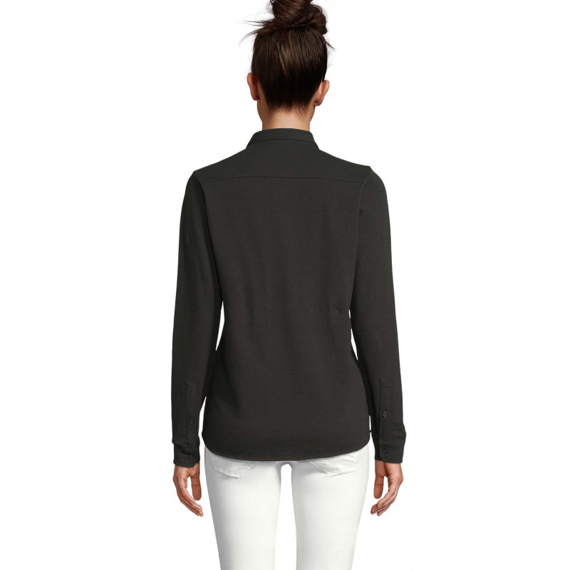 Neoblu - Chemise en coton piqué femme BASILE WOMEN - Noir Profond