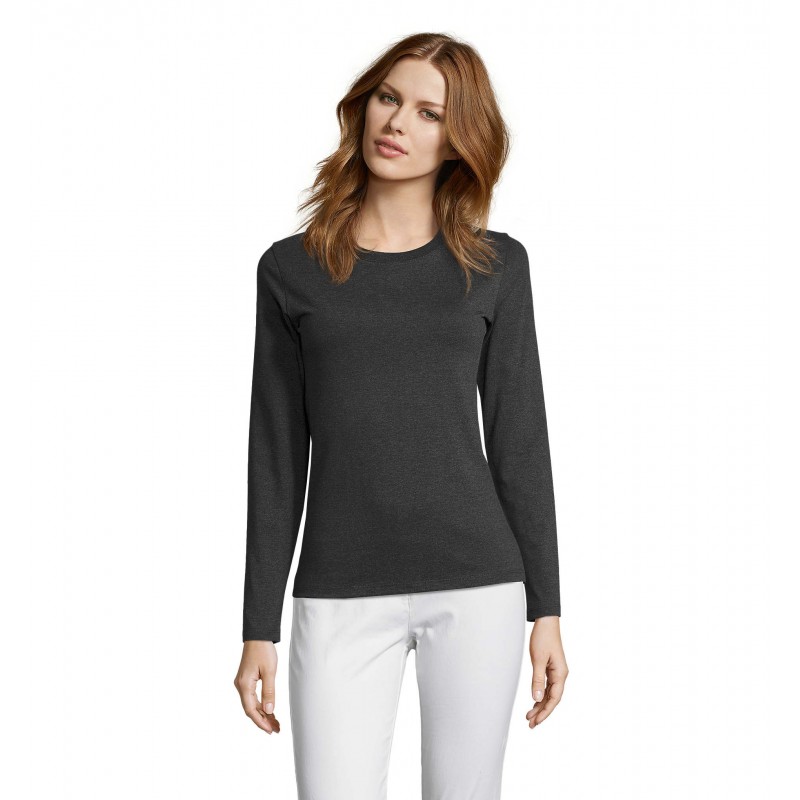 Sol's - Tee-shirt femme manches longues IMPERIAL LSL WOMEN - Anthracite Chiné