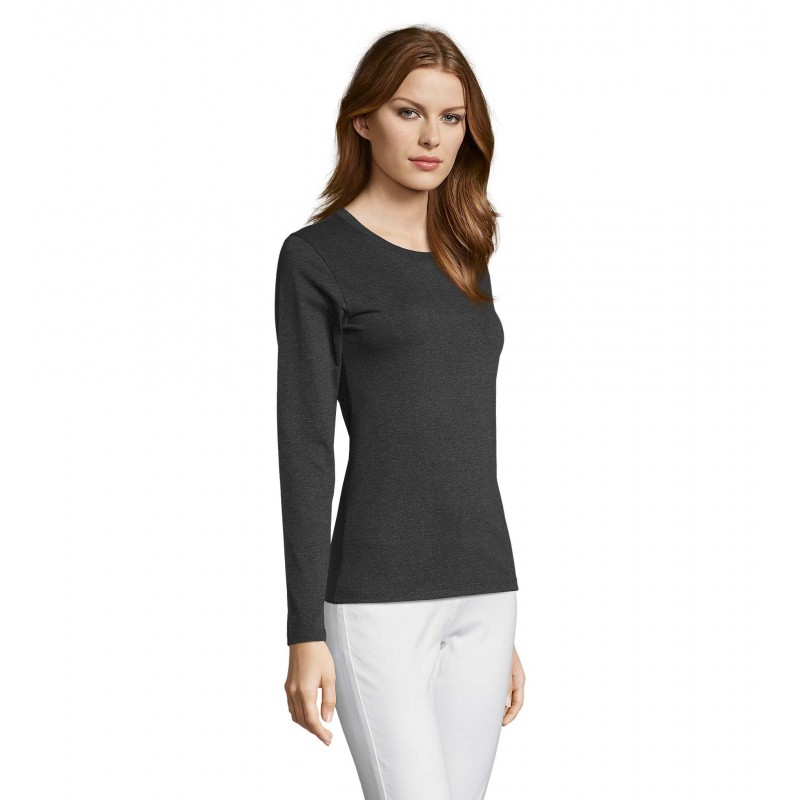 Sol's - Tee-shirt femme manches longues IMPERIAL LSL WOMEN - Anthracite Chiné