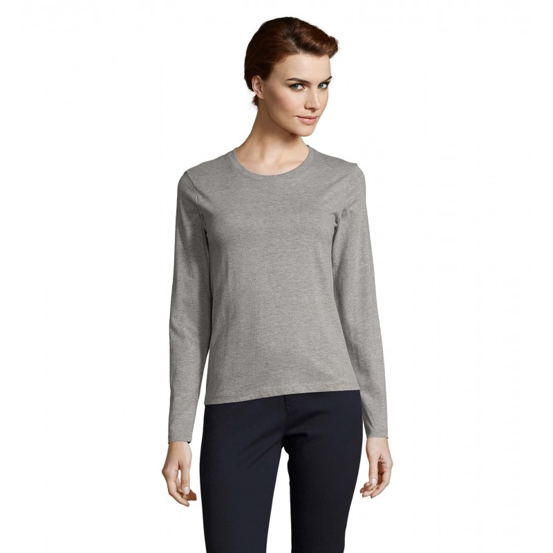 Sol's - Tee-shirt femme manches longues IMPERIAL LSL WOMEN - Gris Chiné