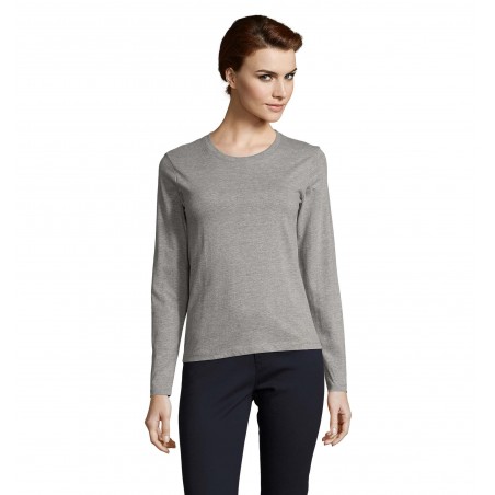 Sol's - Tee-shirt femme manches longues IMPERIAL LSL WOMEN - Gris Chiné