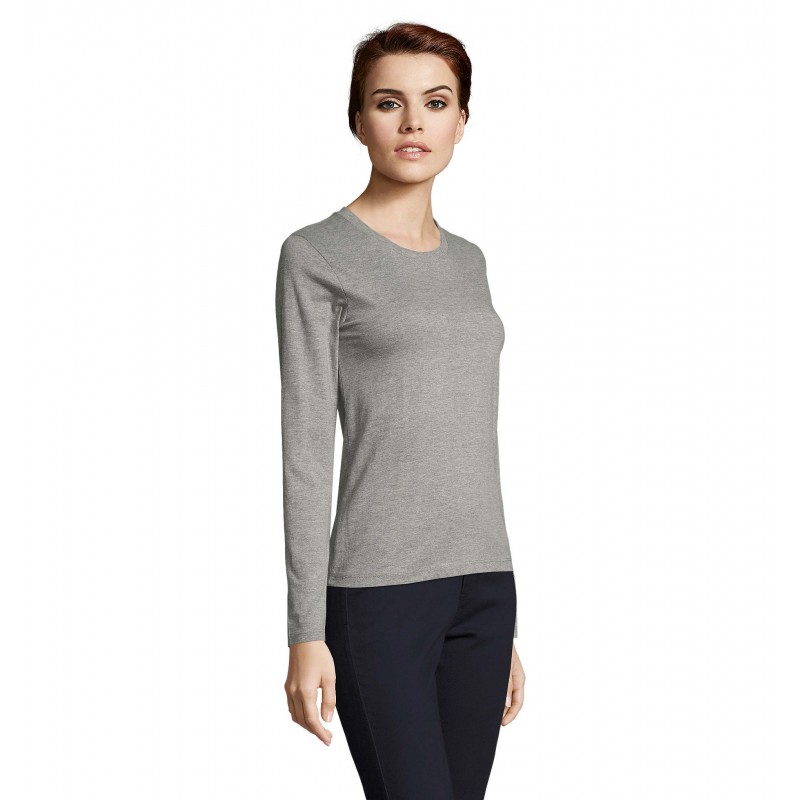 Sol's - Tee-shirt femme manches longues IMPERIAL LSL WOMEN - Gris Chiné