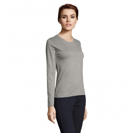 Sol's - Tee-shirt femme manches longues IMPERIAL LSL WOMEN - Gris Chiné