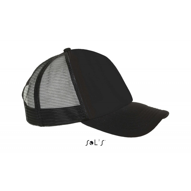 Sol's - Casquette filet 5 panneaux BUBBLE - Noir