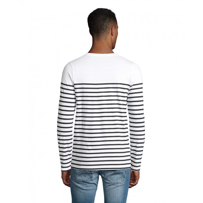 Sol's - Tee-shirt homme manches longues rayé MATELOT LSL MEN - Blanc / Marine