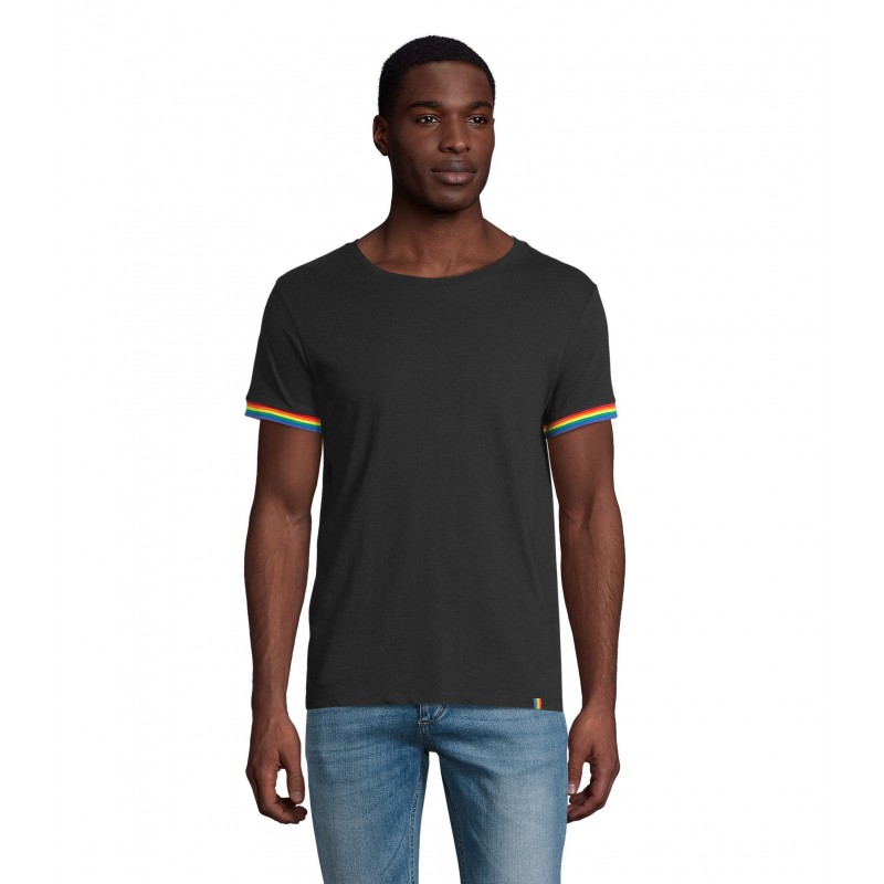 Sol's - Tee-shirt homme manches courtes RAINBOW MEN - Noir Profond / Multicolore