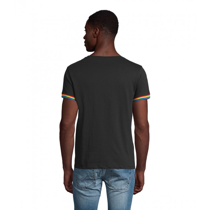 Sol's - Tee-shirt homme manches courtes RAINBOW MEN - Noir Profond / Multicolore