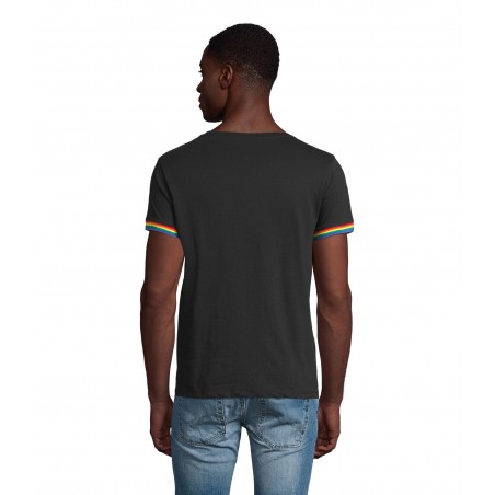 Sol's - Tee-shirt homme manches courtes RAINBOW MEN - Noir Profond / Multicolore