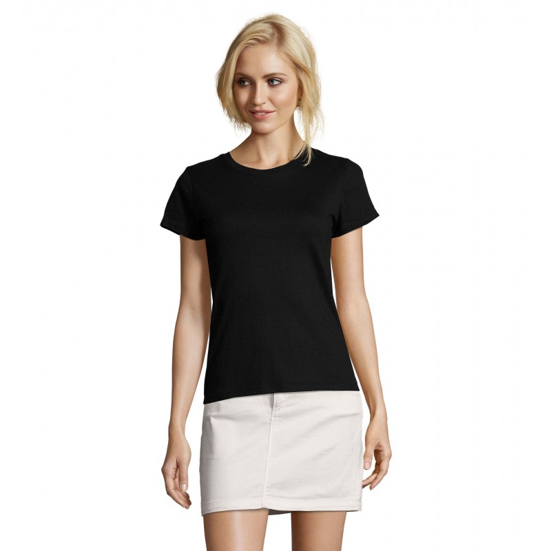 Sol's - Tee-shirt femme col rond ajusté IMPERIAL FIT WOMEN - Noir Profond