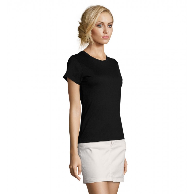Sol's - Tee-shirt femme col rond ajusté IMPERIAL FIT WOMEN - Noir Profond