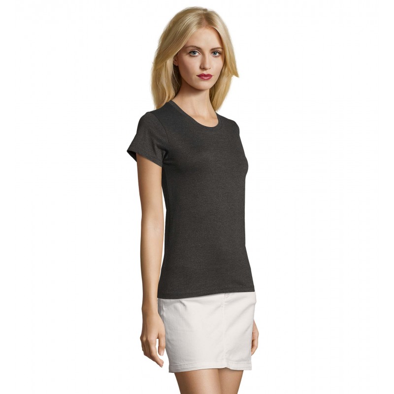 Sol's - Tee-shirt femme col rond ajusté IMPERIAL FIT WOMEN - Anthracite Chiné