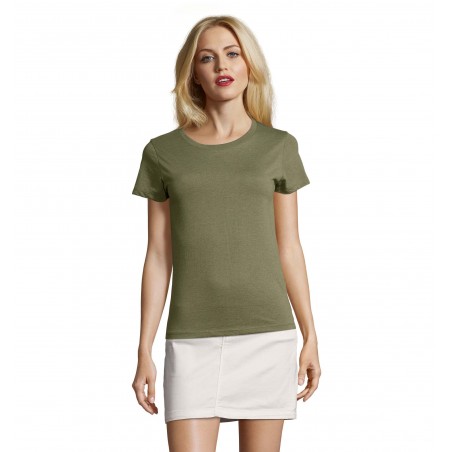 Sol's - Tee-shirt femme col rond ajusté IMPERIAL FIT WOMEN - Kaki Chiné