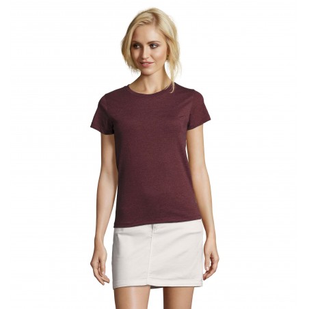 Sol's - Tee-shirt femme col rond ajusté IMPERIAL FIT WOMEN - Oxblood Chiné