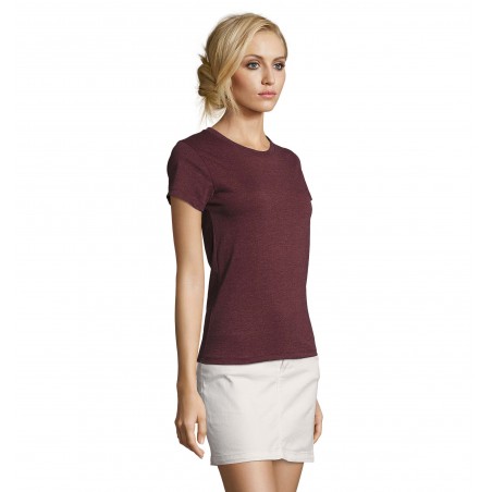 Sol's - Tee-shirt femme col rond ajusté IMPERIAL FIT WOMEN - Oxblood Chiné