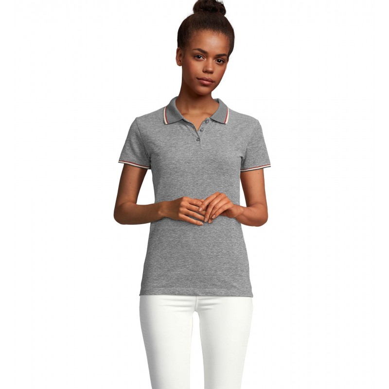 Sol's - Polo chiné femme PANAME WOMEN - Noir Chiné