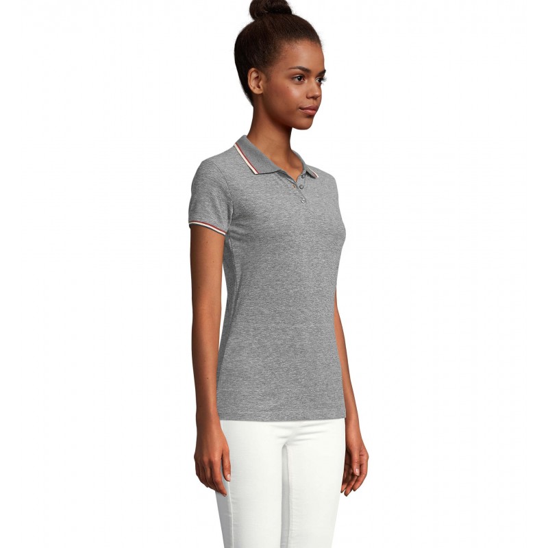 Sol's - Polo chiné femme PANAME WOMEN - Noir Chiné