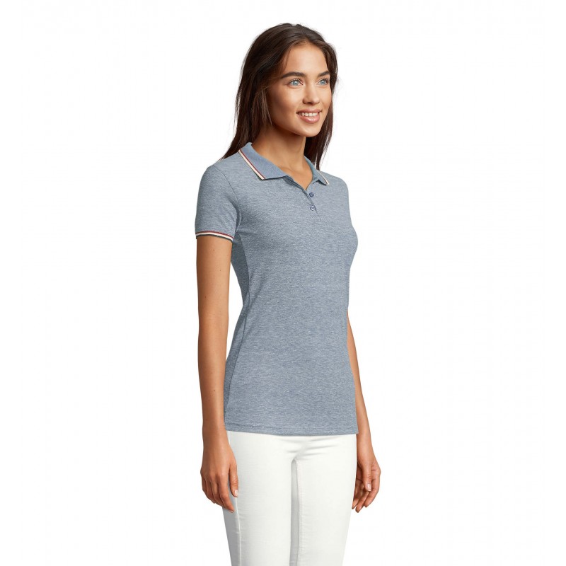 Sol's - Polo chiné femme PANAME WOMEN - Jean Chiné Clair