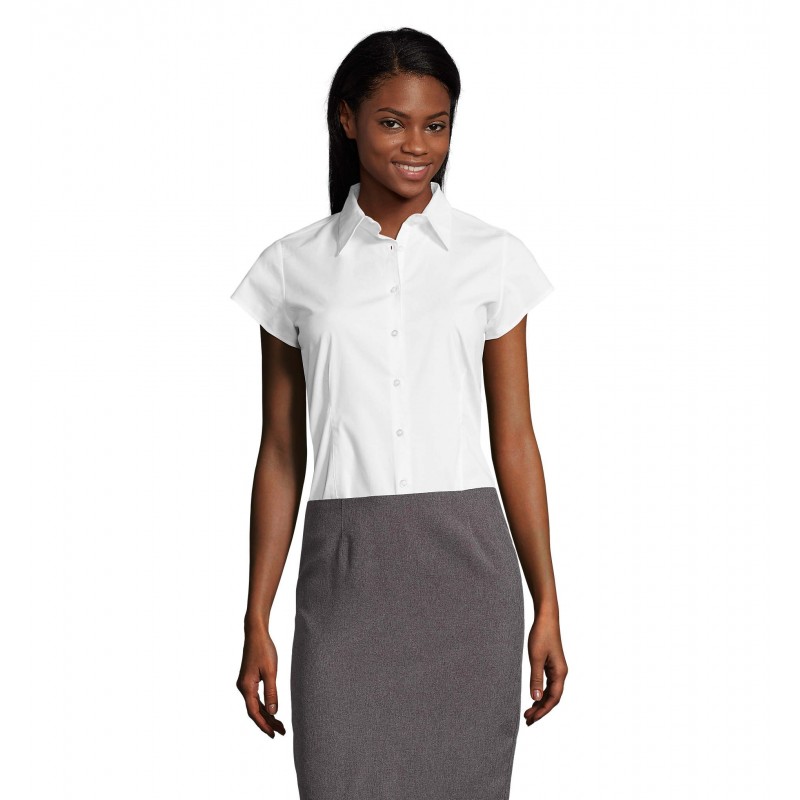 Sol's - Chemise femme stretch manches courtes EXCESS - Blanc