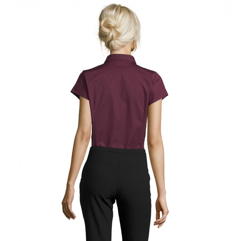 Sol's - Chemise femme stretch manches courtes EXCESS - Bordeaux Moyen