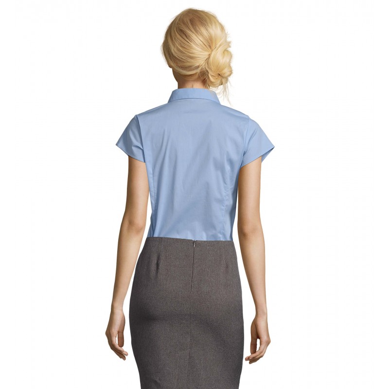 Sol's - Chemise femme stretch manches courtes EXCESS - Ciel Vif