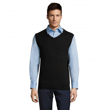 Sol's - Pull sans manche col v unisexe GENTLEMEN - Noir