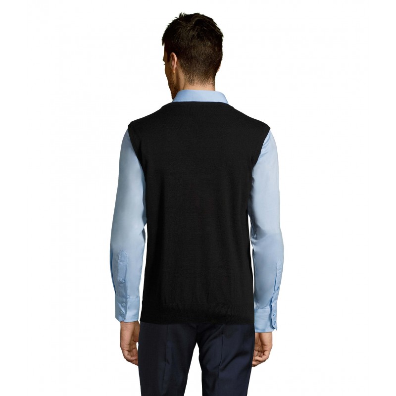 Sol's - Pull sans manche col v unisexe GENTLEMEN - Noir