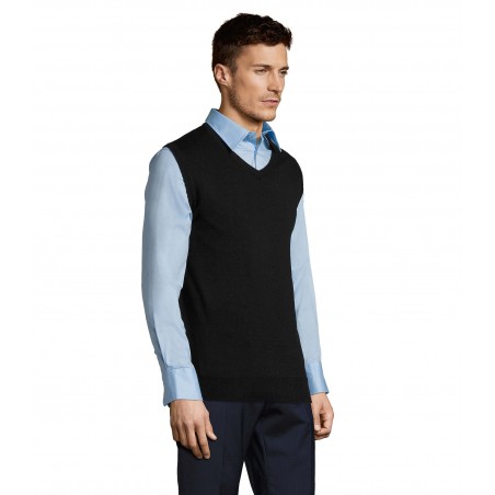Sol's - Pull sans manche col v unisexe GENTLEMEN - Noir