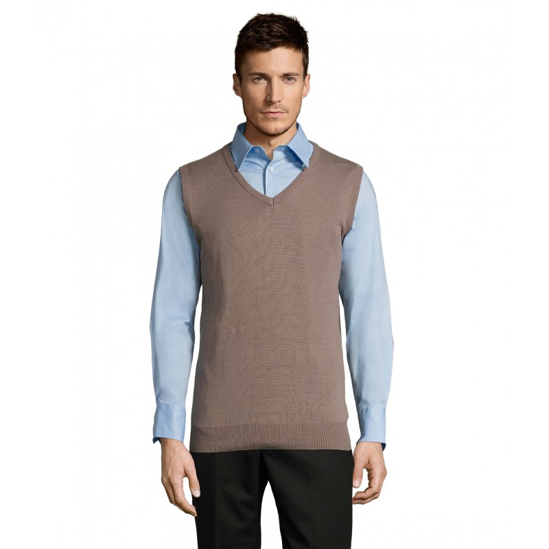 Sol's - Pull sans manche col v unisexe GENTLEMEN - Gris Moyen