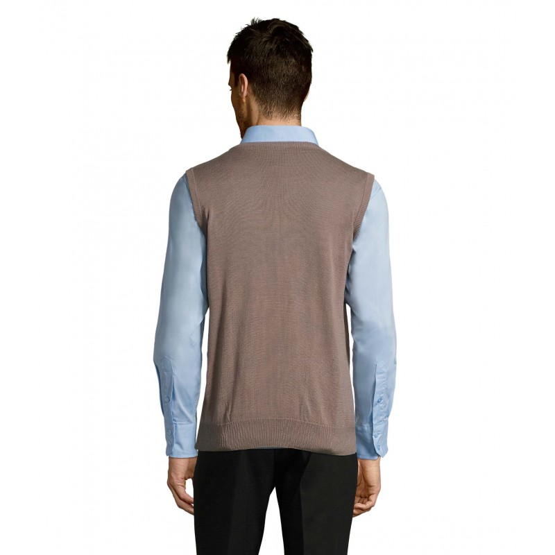 Sol's - Pull sans manche col v unisexe GENTLEMEN - Gris Moyen