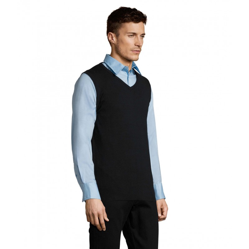 Sol's - Pull sans manche col v unisexe GENTLEMEN - Marine