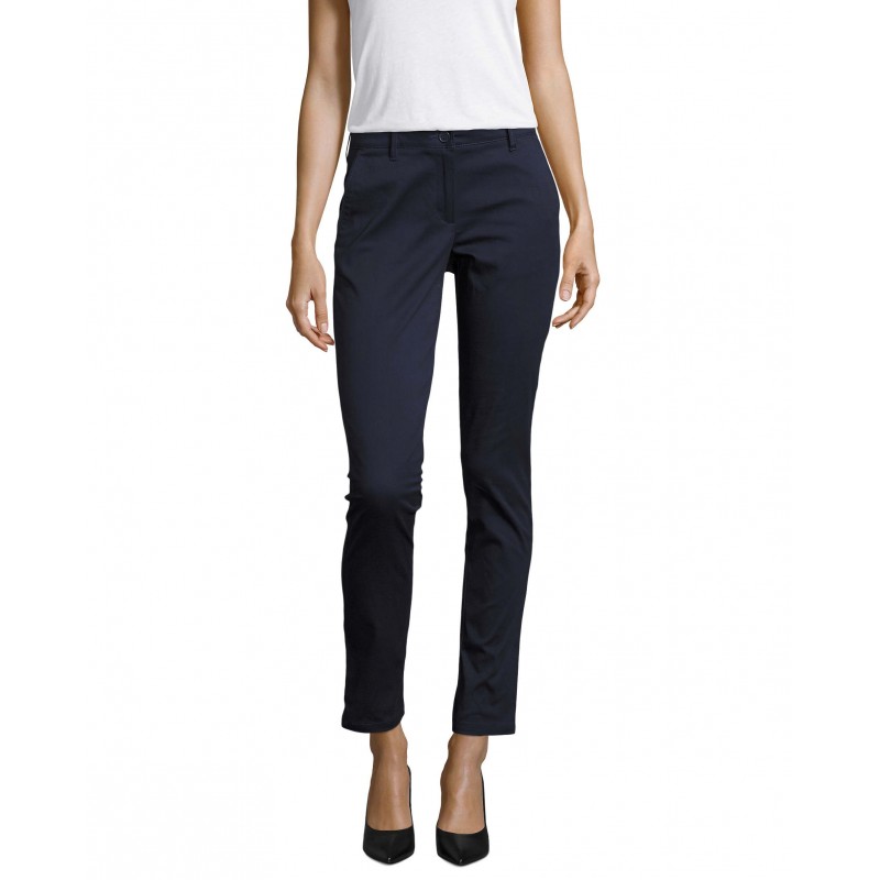 Sol's - Pantalon stretch en satin femme JARED WOMEN - French Marine