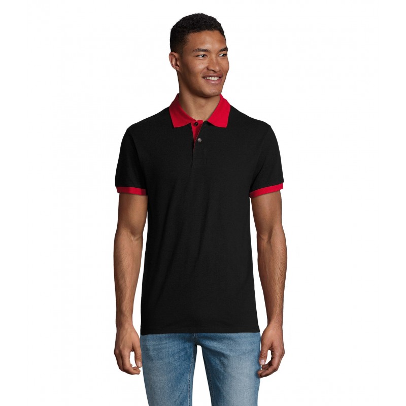 Sol's - Polo unisexe PRINCE - Noir / Rouge