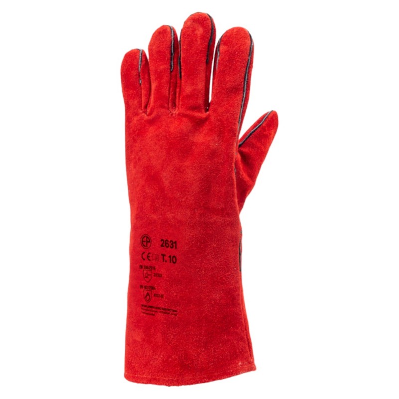 Coverguard - Dénomination couleur Gants croûte vachette rouge doublé molleton CAR (EUROWELD 2631)