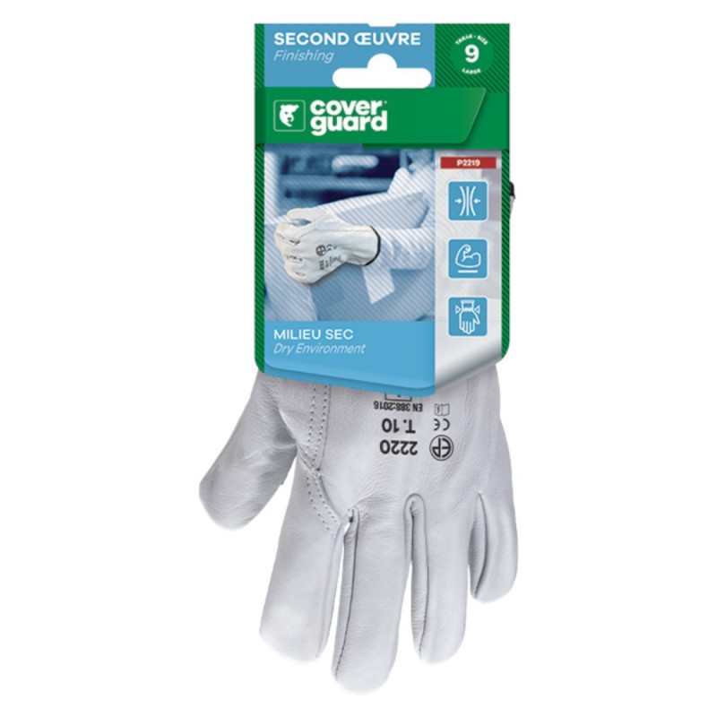 Coverguard - Dénomination couleur Gants maîtrise EUROSTRONG 2220 tout fleur vachette ecru (Conditionnement EUROSTRONG 222)