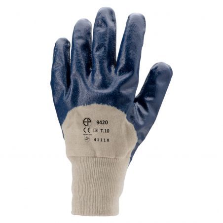 Coverguard - Dénomination couleur Gants coton enduit 3/4 nitrile bleu standard (EUROSTRONG 9420)