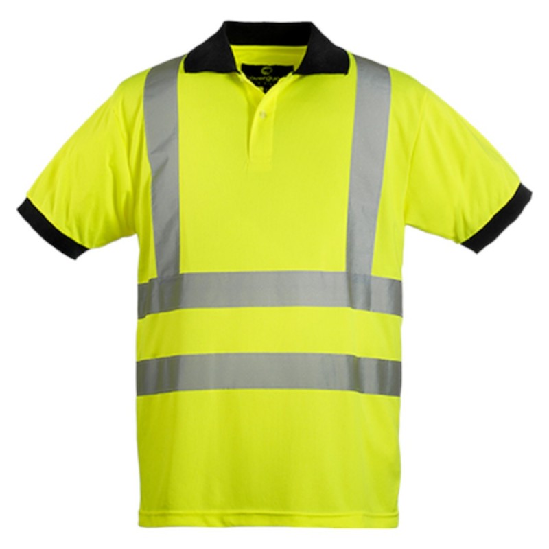 Coverguard - Polo manches courtes Jaune HV/Marine YARD (100% PES 140g/m2)