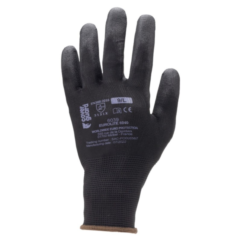 Coverguard - Gants polyester noir EUROLITE 6040 (Pack de 10)