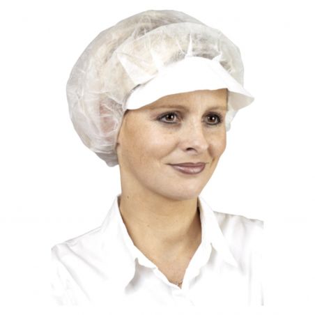 Coverguard - Charlotte à visière polypro blanche (100 pcs) BOUFFANT CAP WITH VISOR (CARTON - 10)