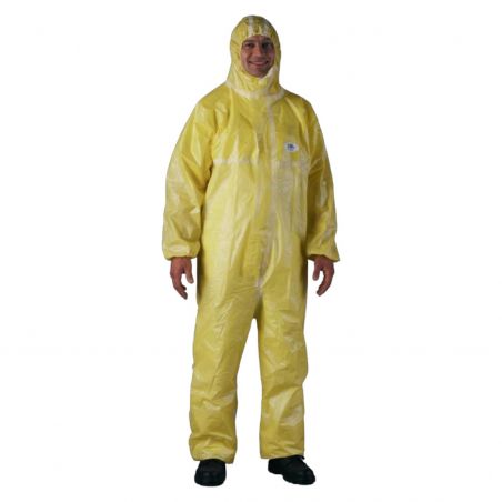 Coverguard - Combinaison jaune SMS CPE COVERALL (65g/m2 Type 4, 5 et 6, EN14126, couture étanchée, avec capuche)