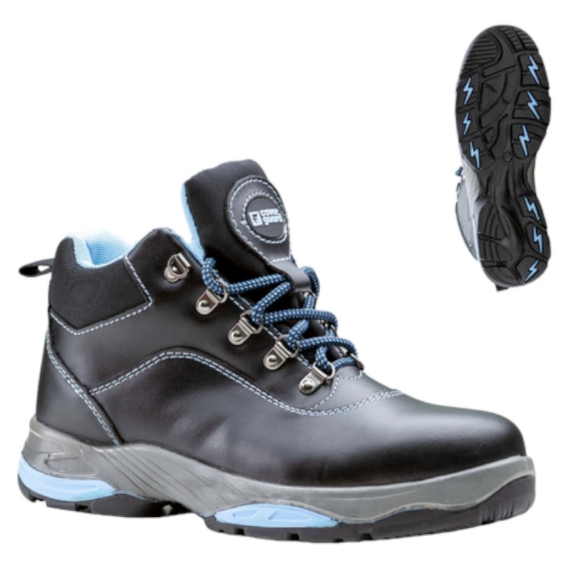 Coverguard - Chaussures de sécurité Haute Cuir Noir/Bleu LAZURITE (S3)